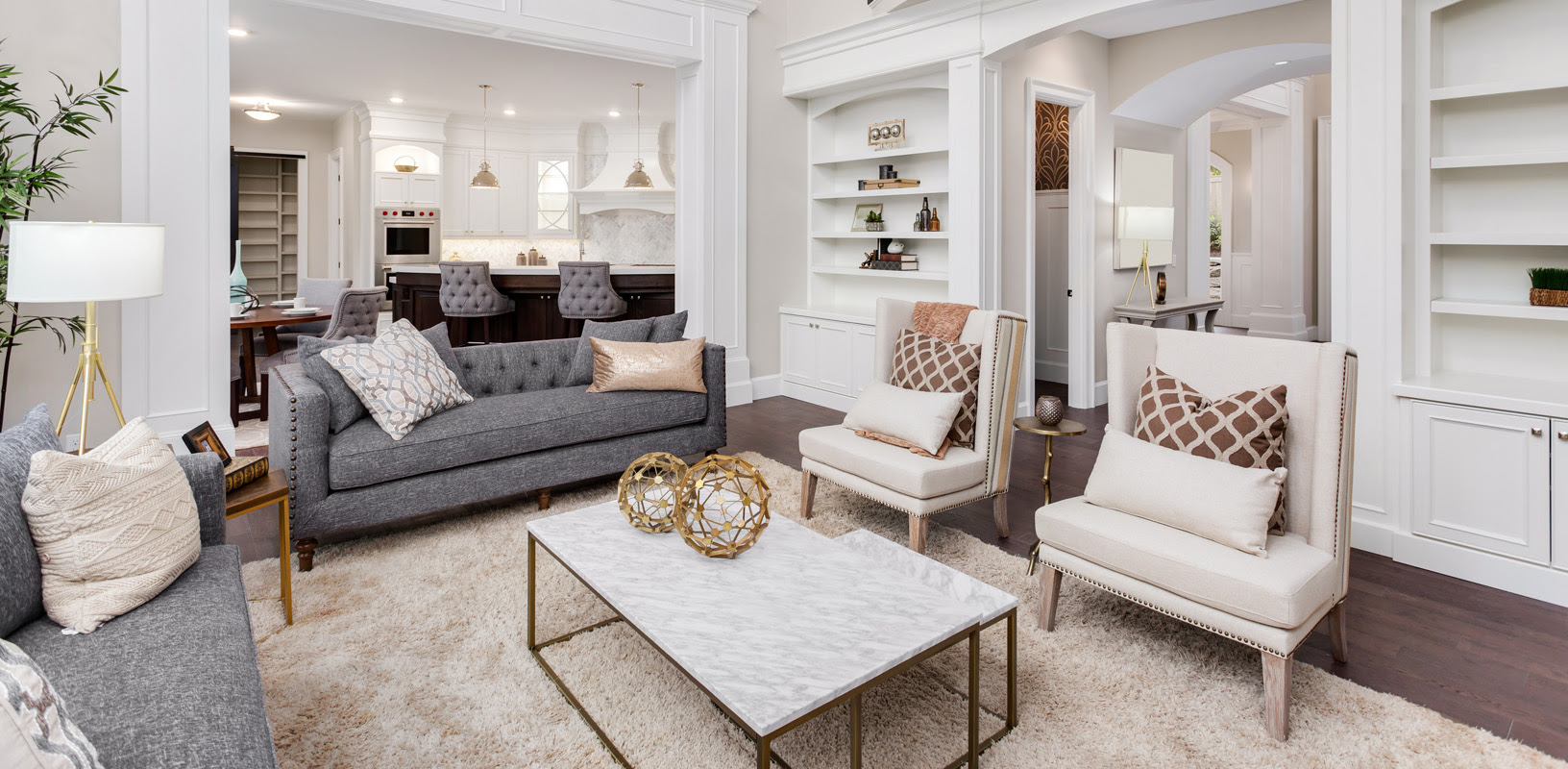 living room in newly constructed luxury home